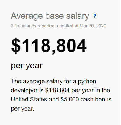 average salary for python